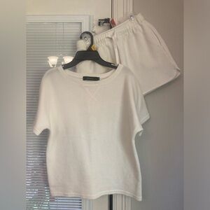 Zesica off white waffle knit top and shorts small good used condition